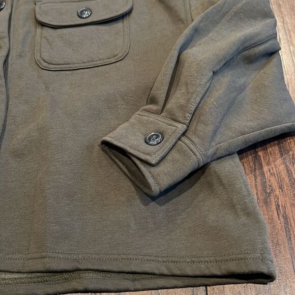 Sweatshirt Project light fleece lined jacket army green in EUC button up - Picture 2 of 8